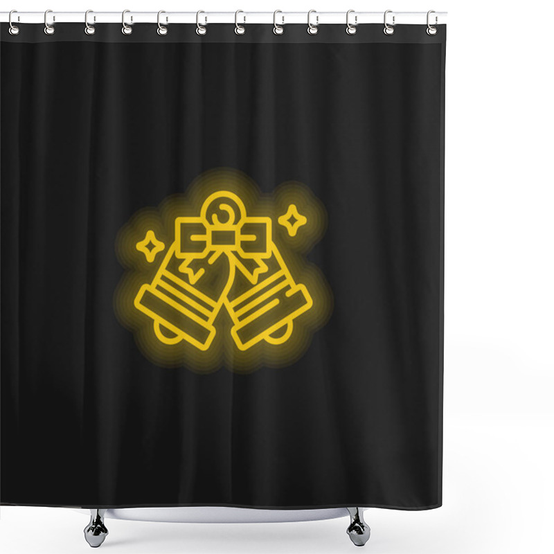 Personality  Bells Yellow Glowing Neon Icon Shower Curtains