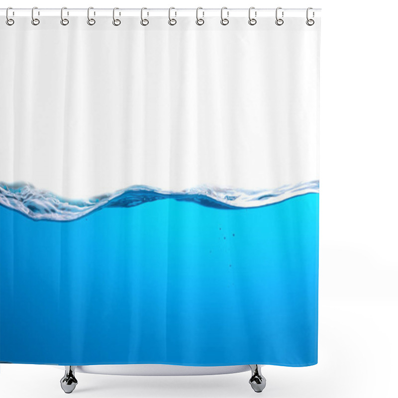 Personality  Water Surface With Beautiful Ripples Isolates The White Background. Close-up View Shower Curtains