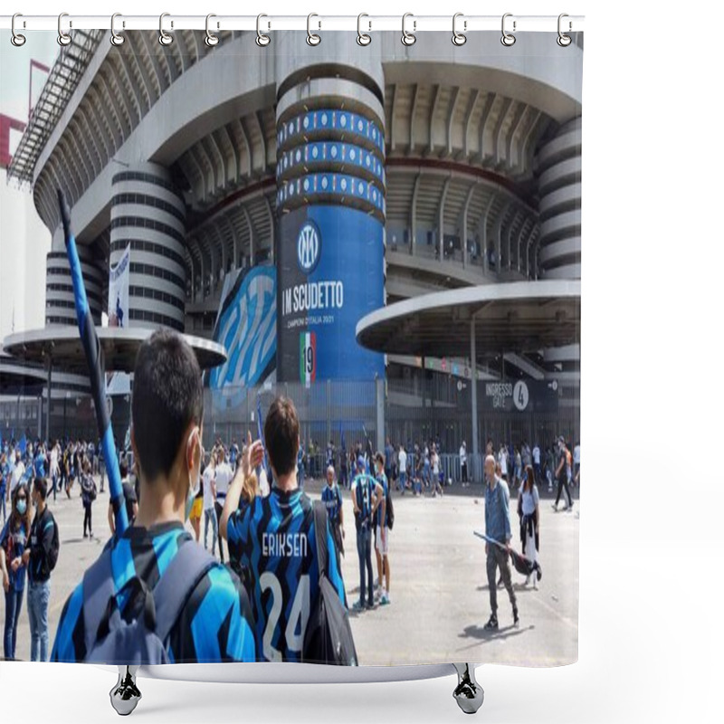 Personality  Europe, Italy , Milan May 2021- Inter Football Club Celebration In San Siro Stadium Giuseppe Meazza For The Victory Of The 19th Italian League Champion Shower Curtains