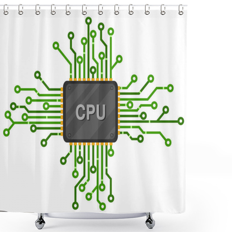 Personality  CPU With Microchip Tracks Close-up On A White Background. Central Computer Processors Shower Curtains