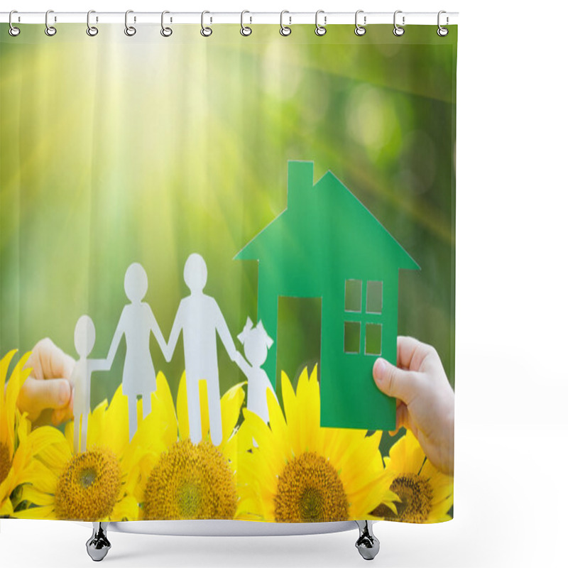 Personality  Children Holding Paper Family And House Shower Curtains