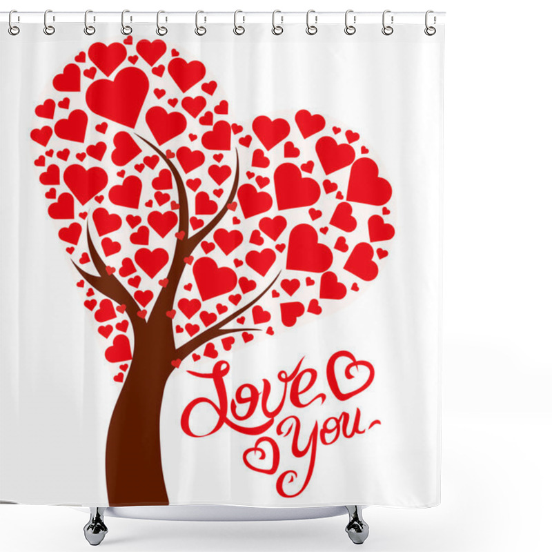 Personality  Illustration Tree With Hearts  Shower Curtains