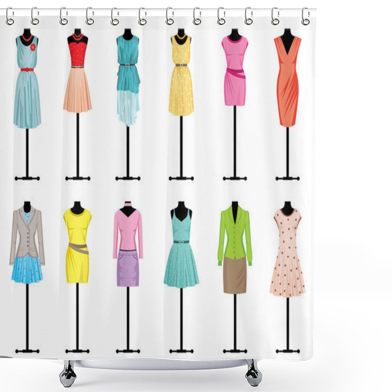 Personality  Mannequins With Women's Clothing Shower Curtains