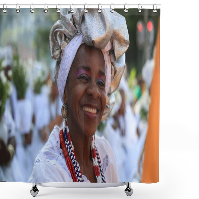 Personality  Salvador, Bahia, Brazil - January 24, 2016: Members Of The Baianas Cultural Group Are Seen During A Cultural Event In The City Of Salvador. Shower Curtains