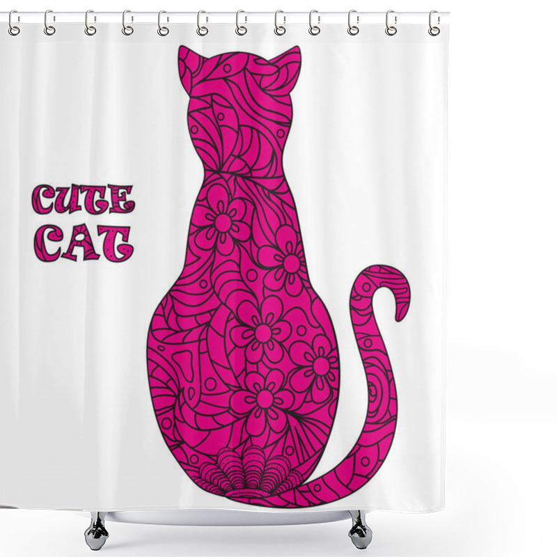 Personality  Cat. Design Zentangle. Shower Curtains