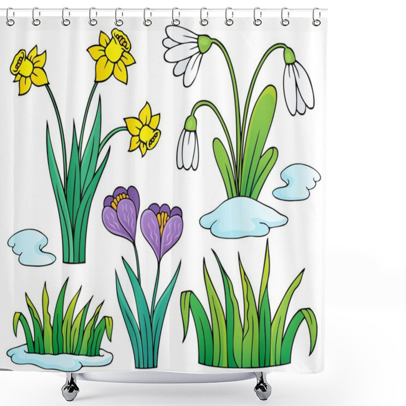 Personality  Early Spring Flowers Theme Set 1 - Eps10 Vector Illustration. Shower Curtains