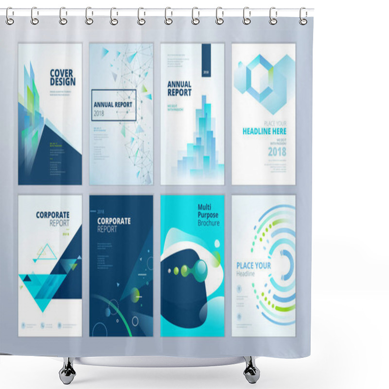 Personality  Set Of Brochure, Annual Report, Flyer Design Templates In A4 Size. Vector Illustrations For Business Presentation, Business Paper, Corporate Document Cover And Layout Template Designs. Shower Curtains