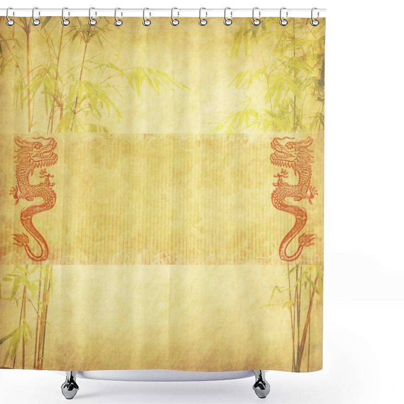 Personality  Design Of Chinese Bamboo Trees With Texture Of Handmade Paper Shower Curtains