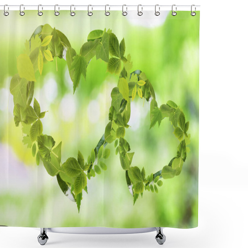 Personality  Hearts Of Different Green Leaves Shower Curtains