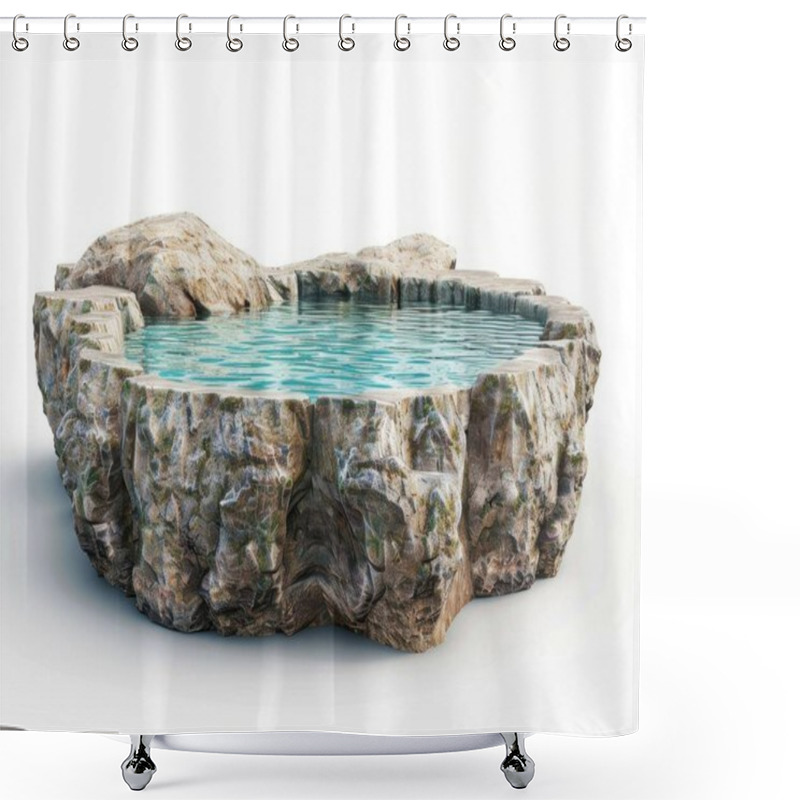 Personality  A Beautiful Rock Pool With Clear Turquoise Water, Surrounded By Intricately Textured Stone Formations. Shower Curtains