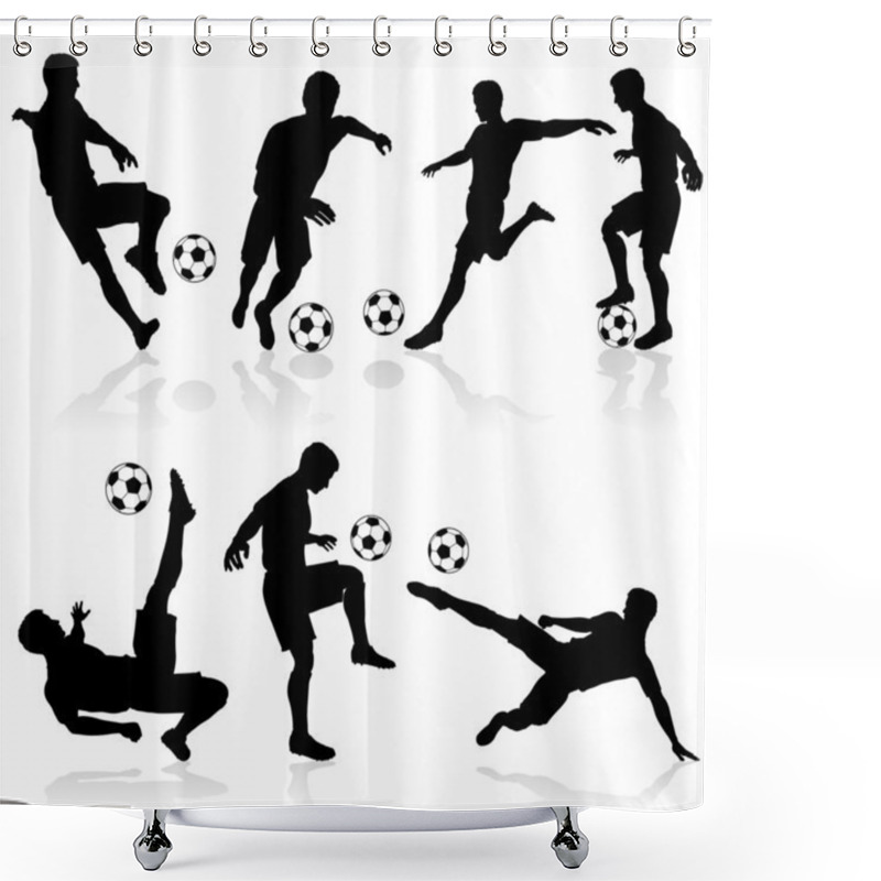 Personality  Silhouettes Of Football Players Shower Curtains