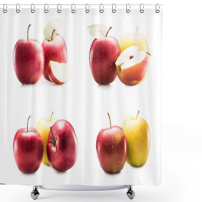 Personality  Collage With Fresh Ripe Apples Shower Curtains