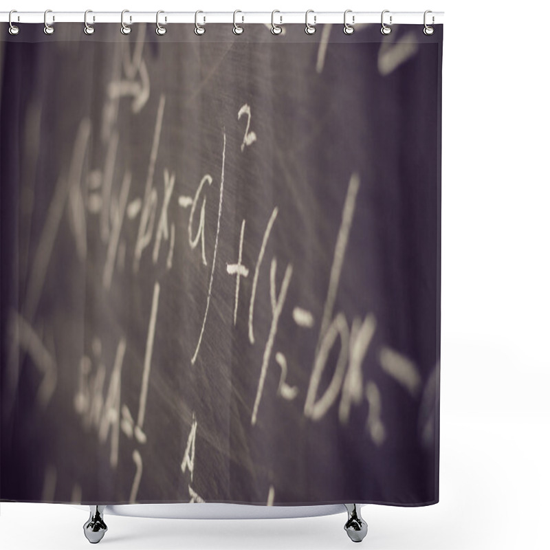 Personality  Maths Formulas On Chalkboard Background Shower Curtains