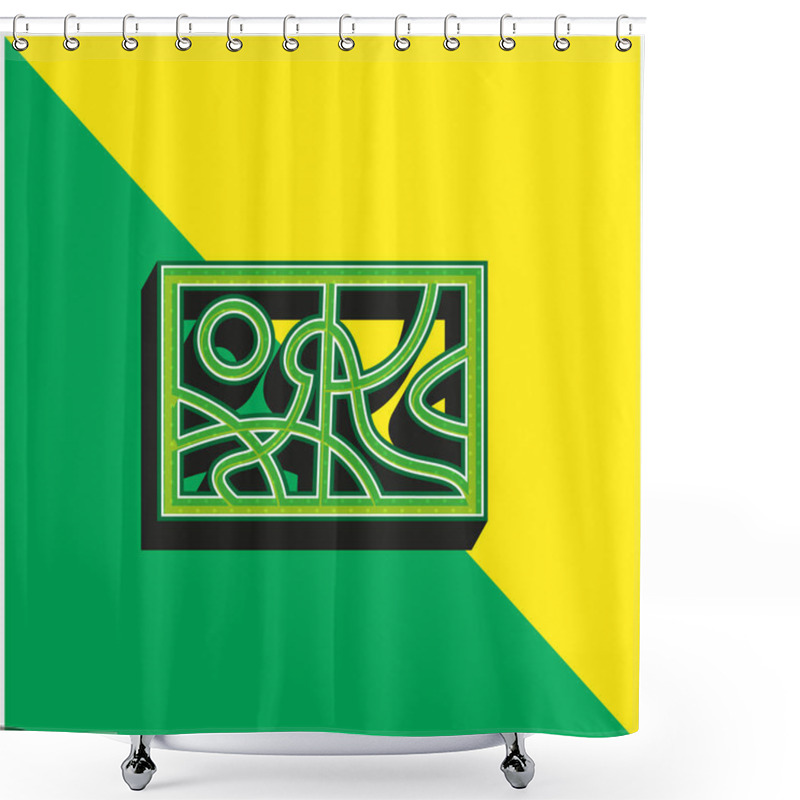 Personality  Abstract Painting Landscape Green And Yellow Modern 3d Vector Icon Logo Shower Curtains