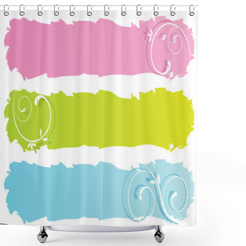 Personality  Grungy Floral Banners Shower Curtains