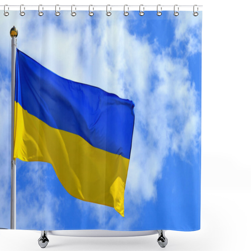 Personality  The National Yellow And Blue Flag Of Ukraine Over The Sky And Clouds Shower Curtains