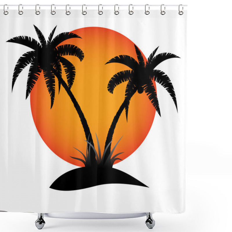 Personality  Palm Island And Sun Shower Curtains