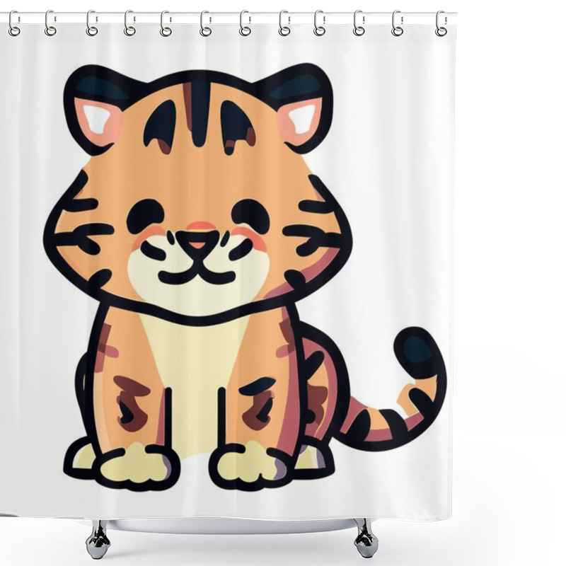 Personality  Cute Tiger Vector Illustration, Playful Tiger Graphic For Jungle And Safari Designs Shower Curtains