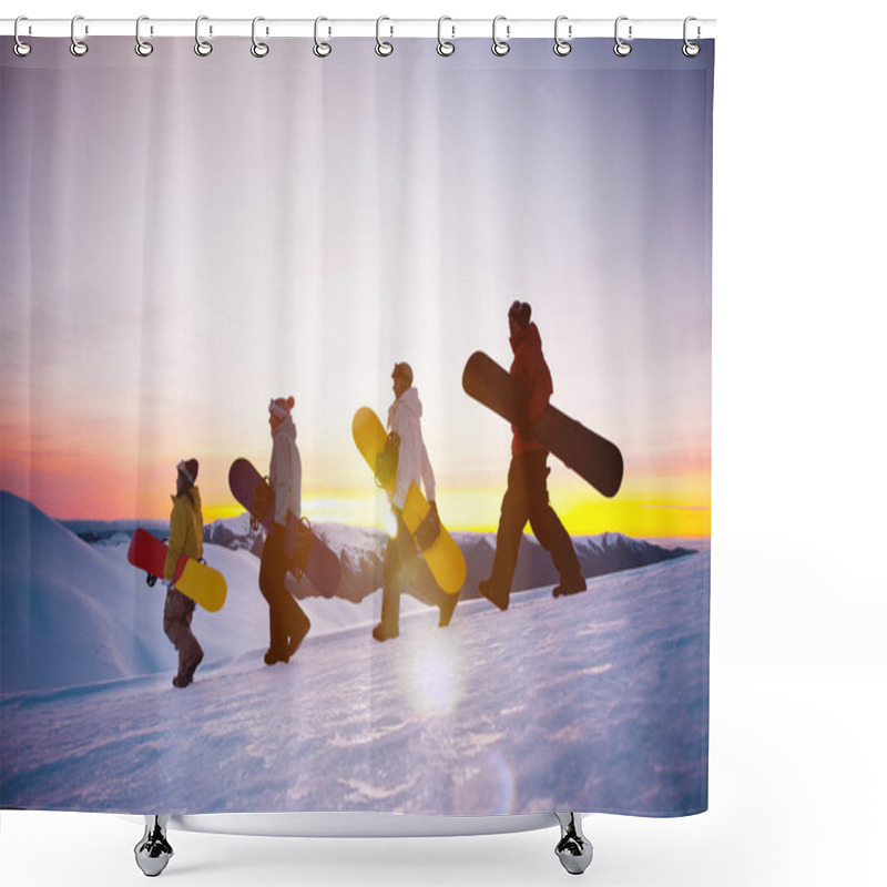 Personality  People With Snowboards At Mountains Shower Curtains