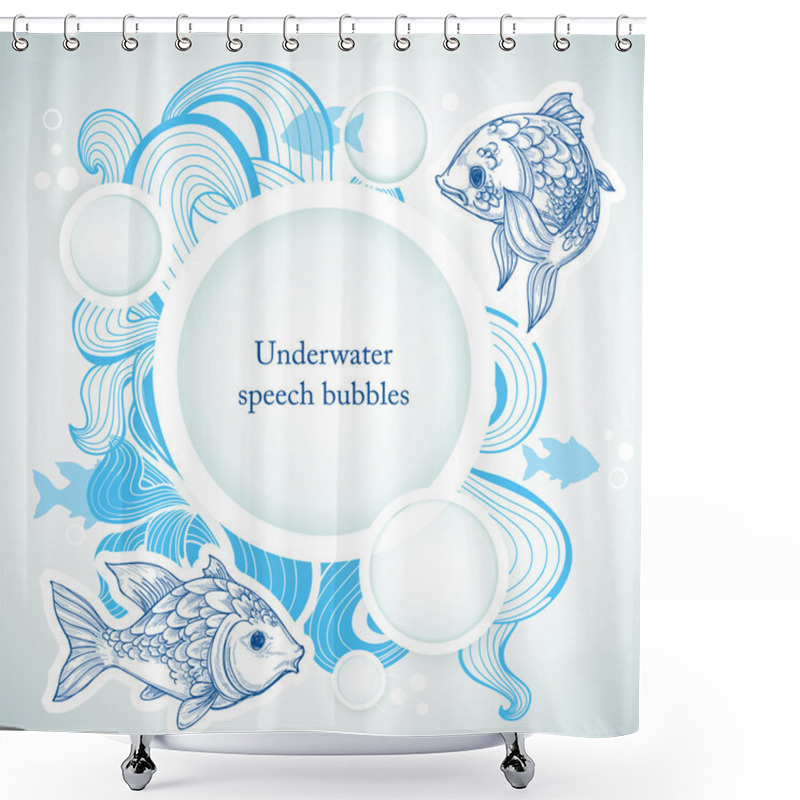 Personality  Sea Background With Fish And Speech Bubbles Shower Curtains