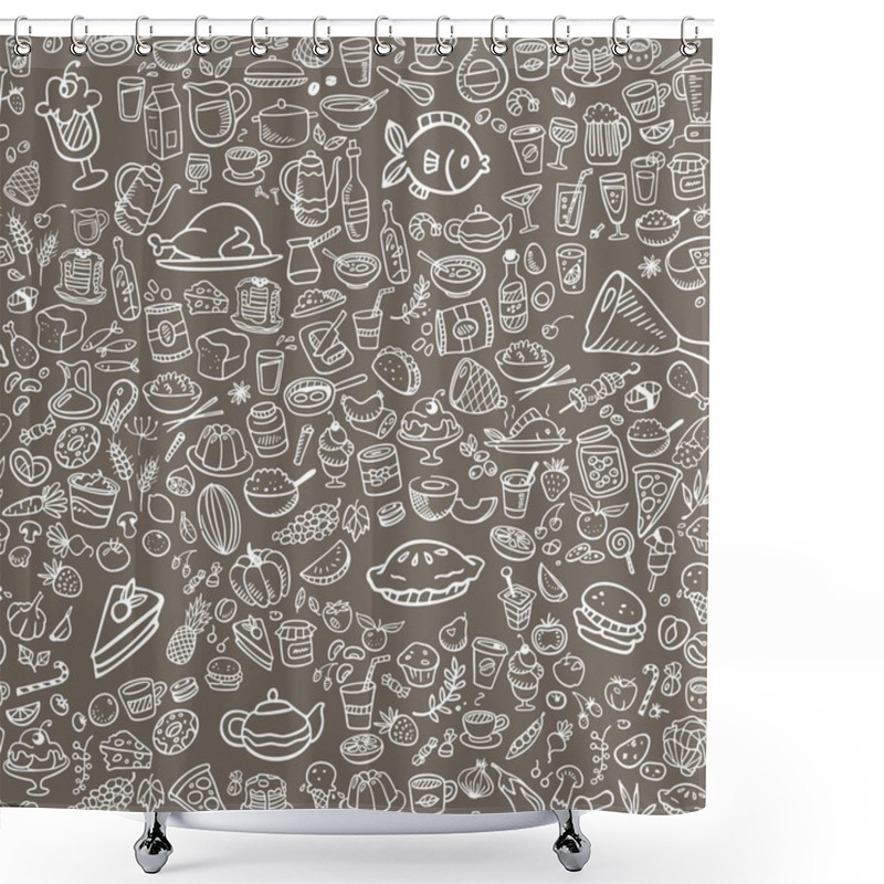 Personality  Doodle Food Icons Seamless Background Shower Curtains