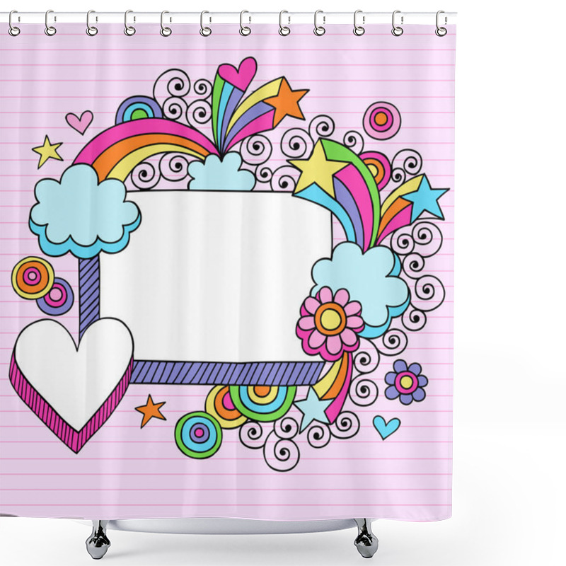 Personality  Rectangle Picture Frame Groovy Psychedelic Doodles Vector Design Shower Curtains