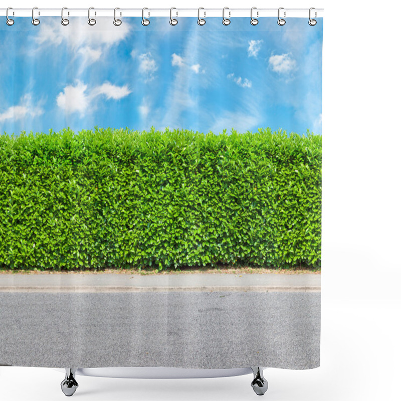 Personality  Tall Hedge With The Part Of The Gravel Road Shower Curtains