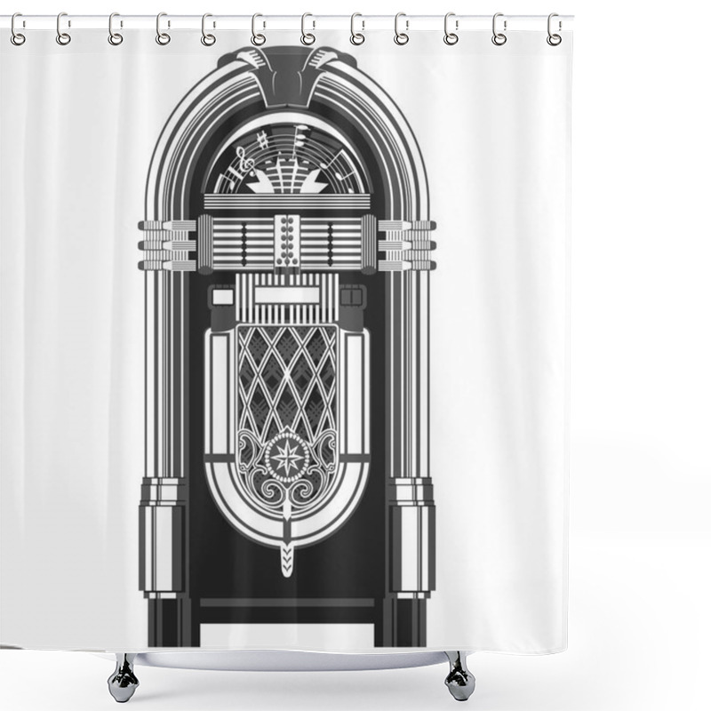 Personality  Jukebox - Automated Retro Music-playing Device Shower Curtains