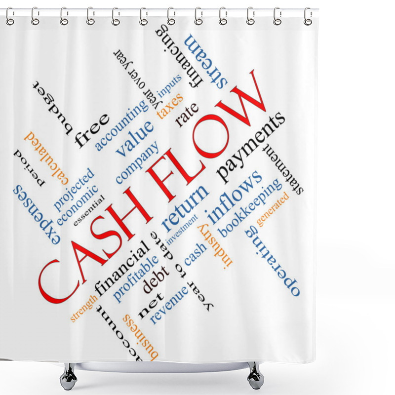 Personality  Cash Flow Word Cloud Concept Angled Shower Curtains