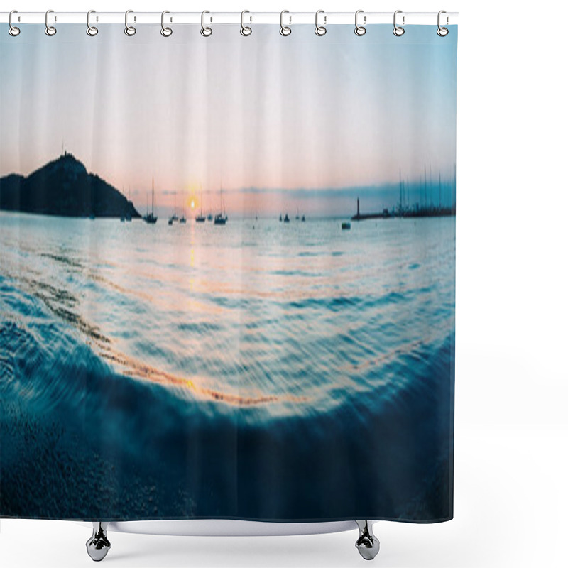 Personality  Sunrise On A Small Bay With Anchored Sailboats. Shower Curtains