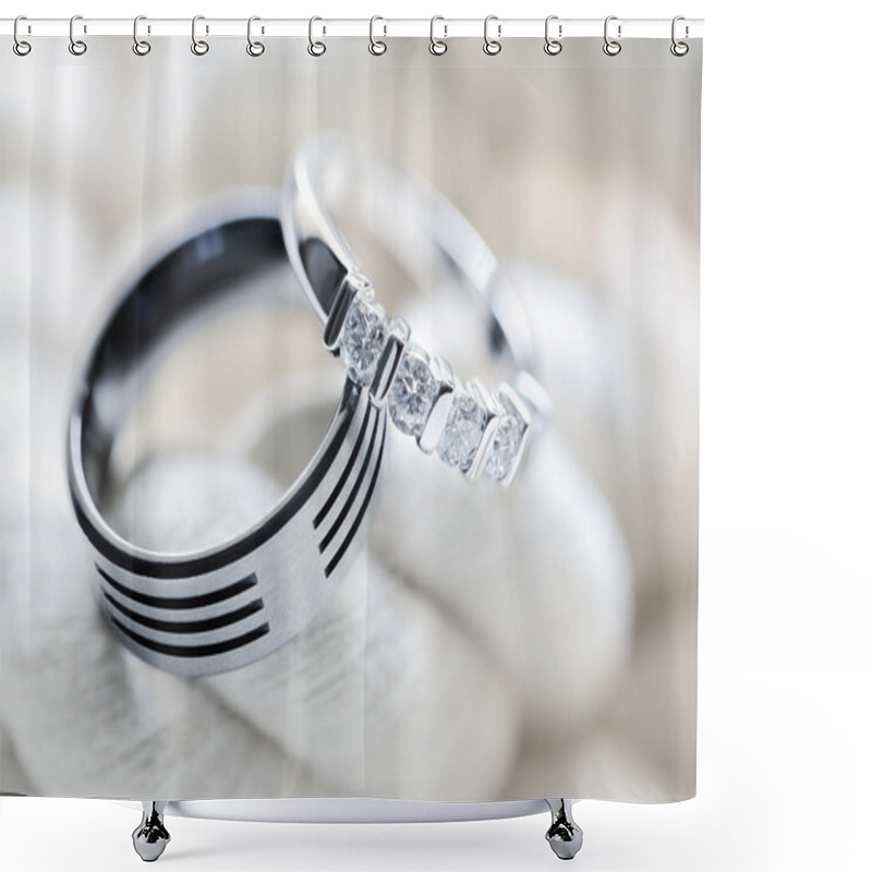 Personality  Two Wedding Rings Shower Curtains