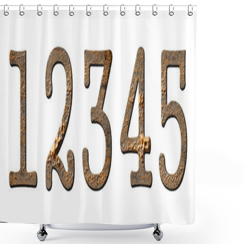 Personality  Textured Characters Set (digits 12345) On White Background Shower Curtains