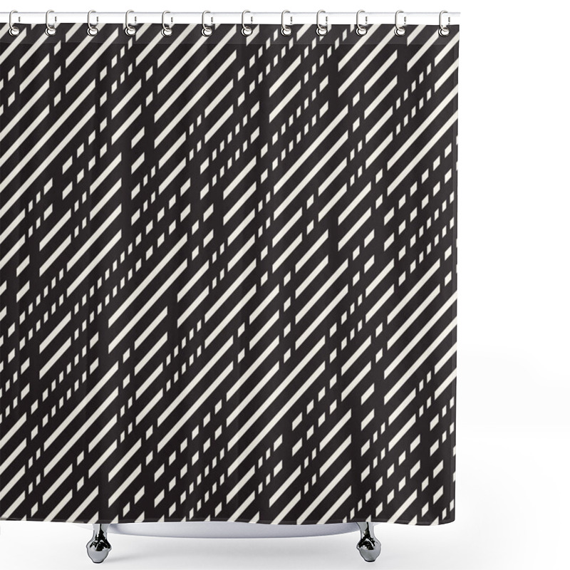 Personality  Black And White Irregular Dashed Lines Pattern. Abstract Vector Seamless Background Shower Curtains