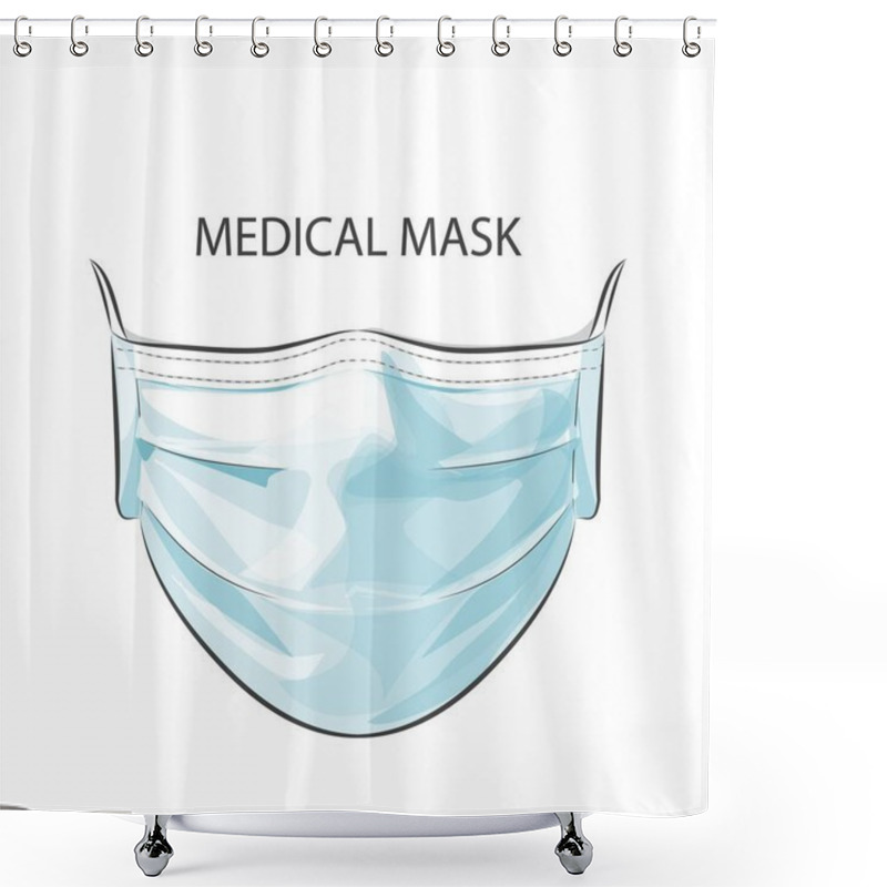 Personality  Vector Person Wearing Disposable Medical Surgical Face Mask To Protect Against High Air Toxic Pollution City Shower Curtains