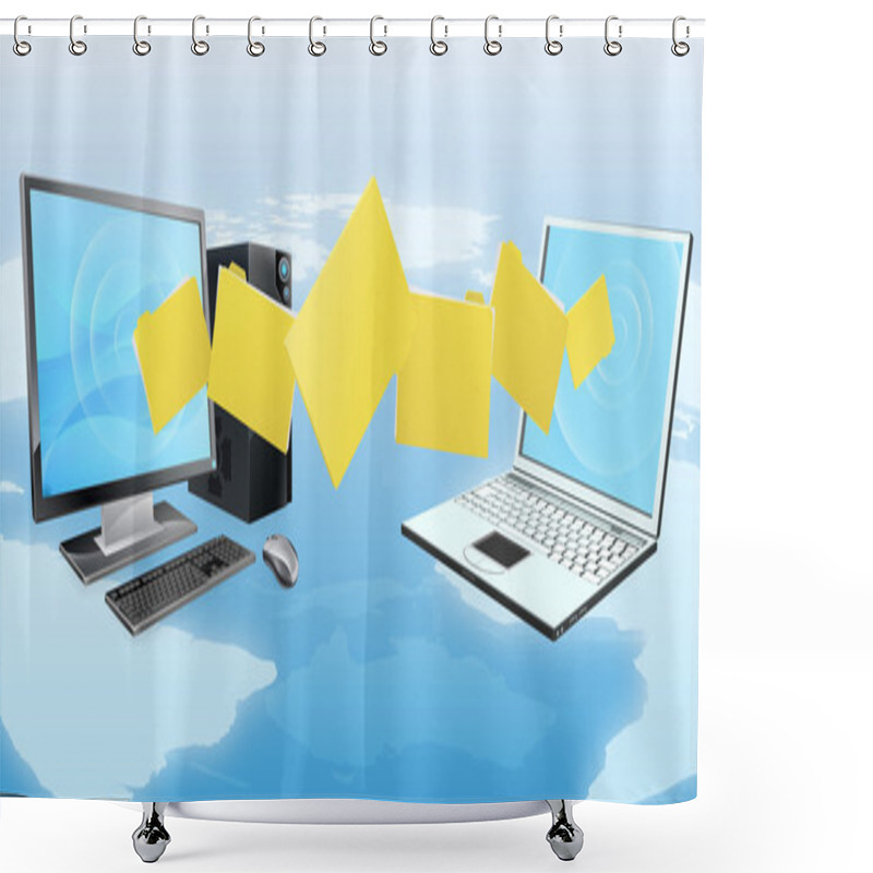 Personality  Computer Laptop File Transfer Shower Curtains