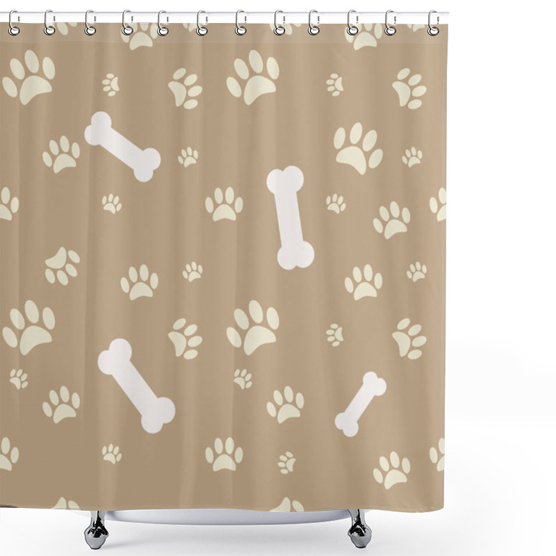 Personality  Background With Dog Paw Print And Bone Shower Curtains