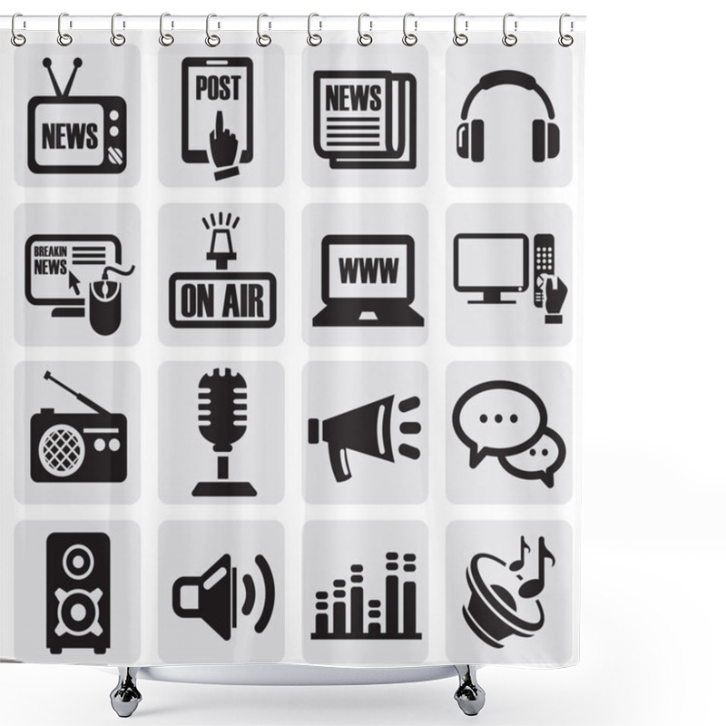 Personality  Media Icons Set Shower Curtains