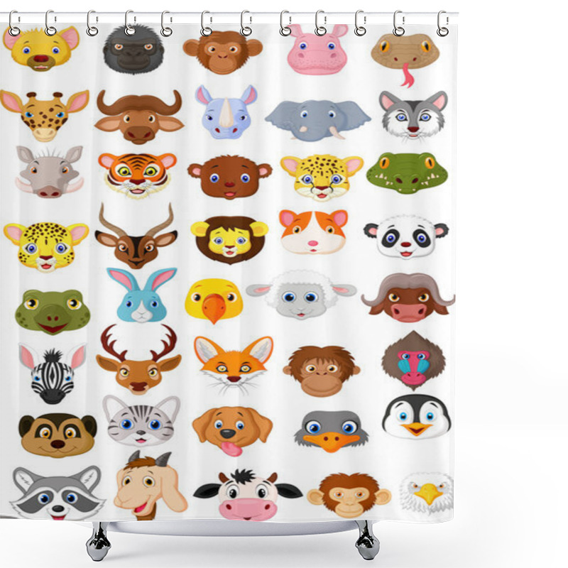 Personality  Cartoon Animal Head Collection Set Shower Curtains