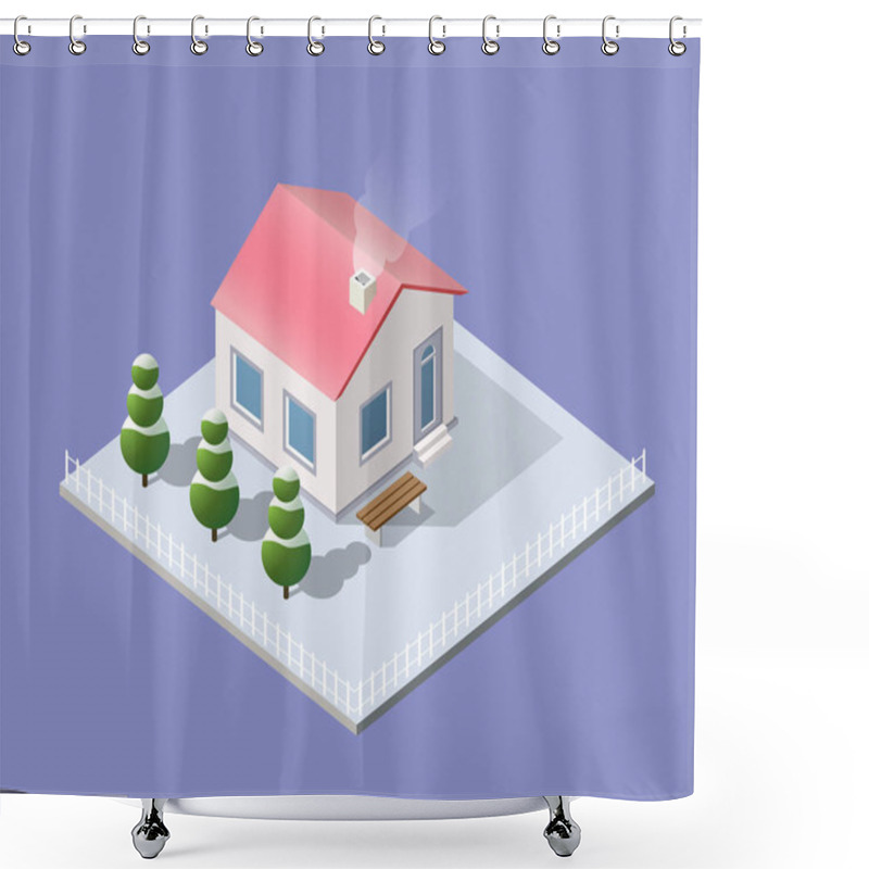 Personality  New Year Christmas 3d House Shower Curtains