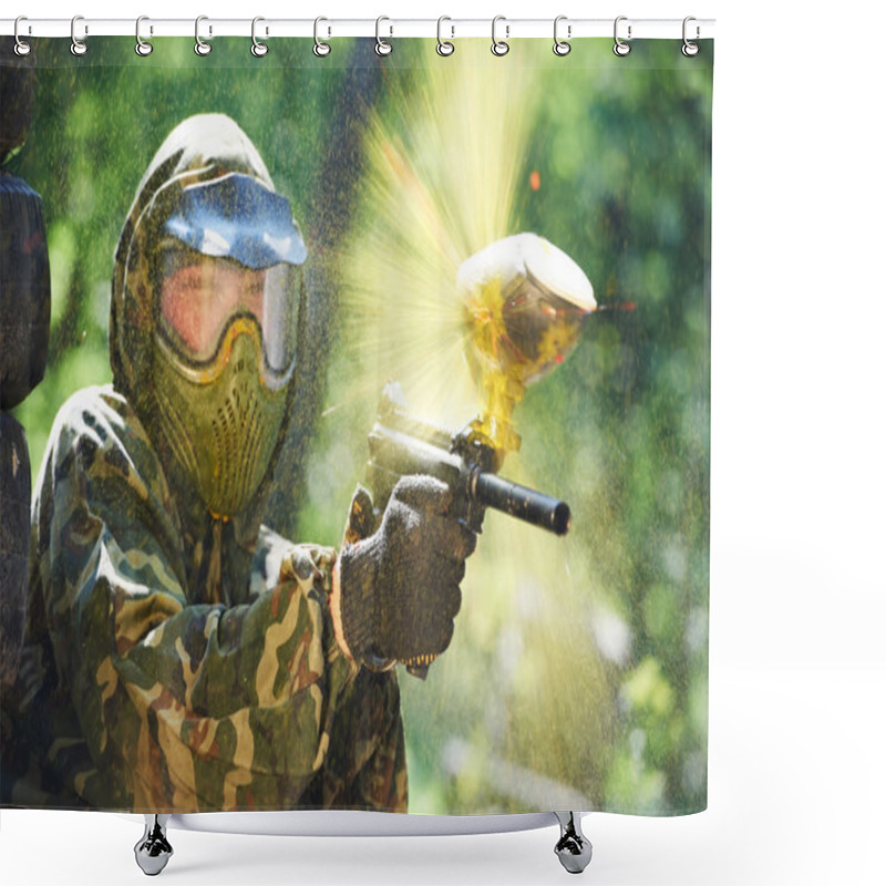 Personality  Paintball Player Direct Hit Shower Curtains