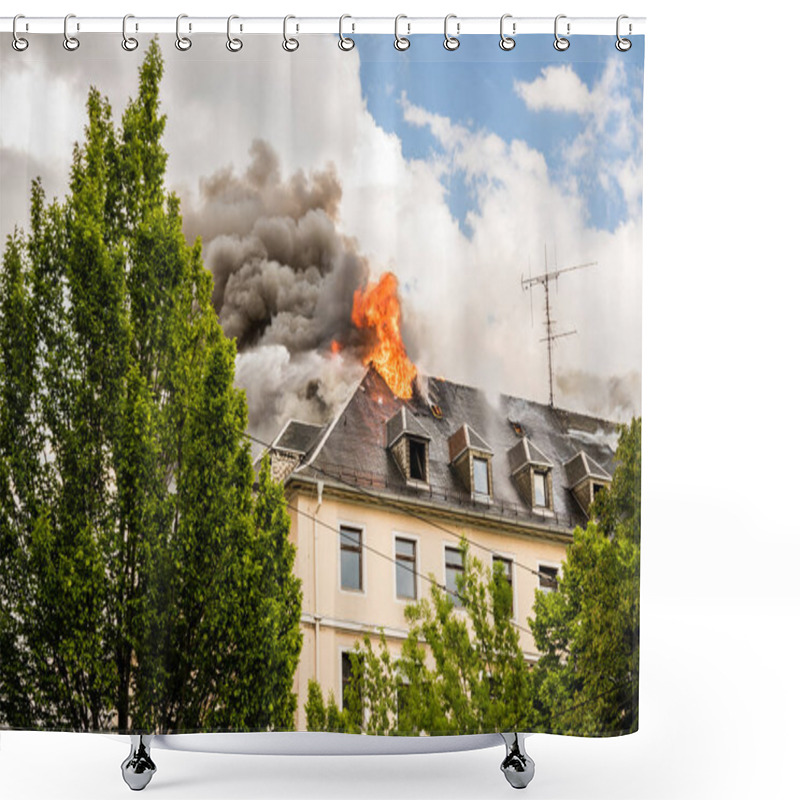 Personality  Burning House Fire Background Shower Curtains