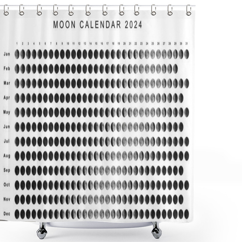 Personality  Moon Calendar 2024 Northern Hemisphere, Astrological Calendar Shower Curtains