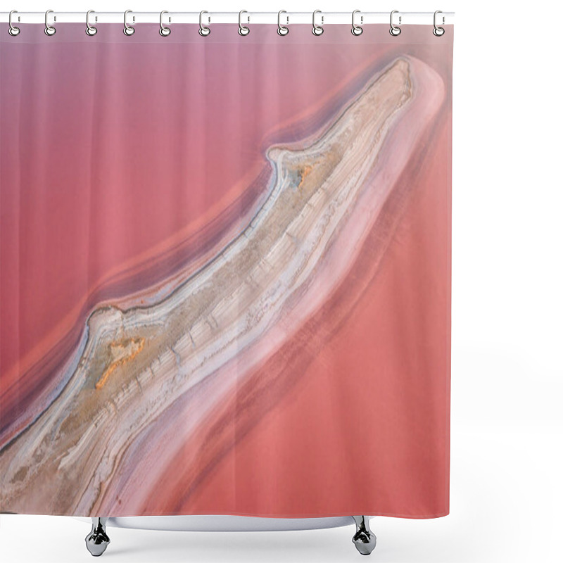 Personality  Aerial View Of Extremely Salty Lake With Salt Shelf In The Pink Water, Natural Abstract Background, Famous Landmark Near Henichesk, Ukraine Shower Curtains