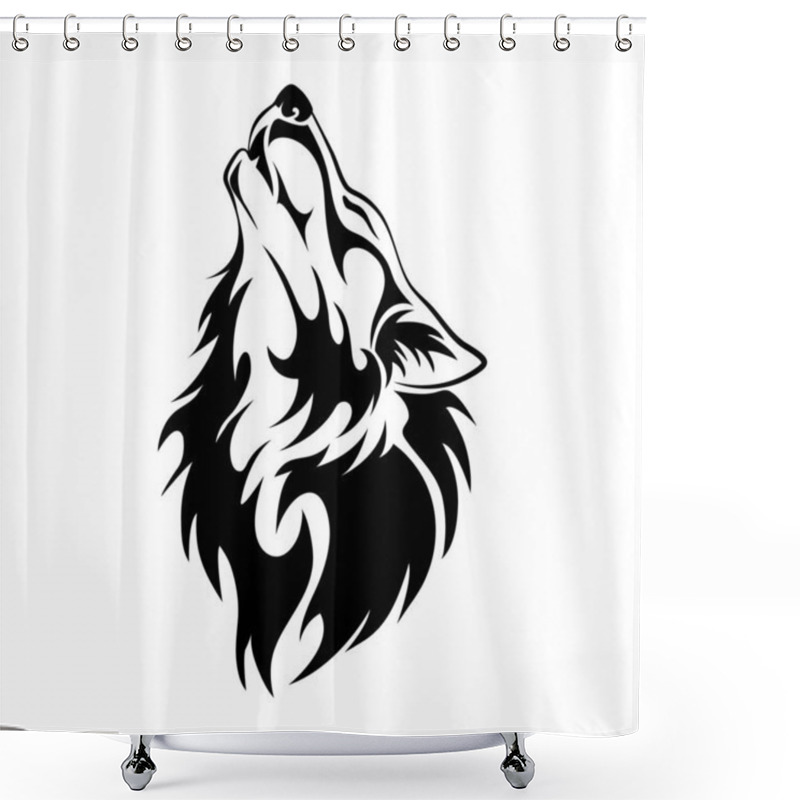 Personality  Wolf Head Howl Design Tribal Tattoo Vector Illustration Shower Curtains