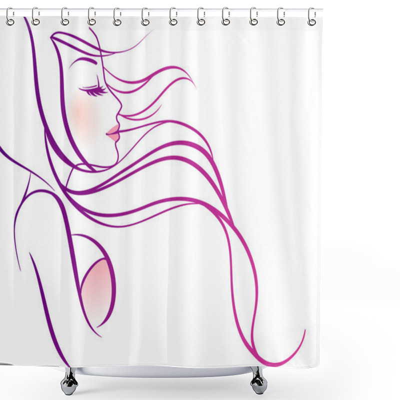 Personality  Vector Illustration Of Beauty Woman Pic Shower Curtains