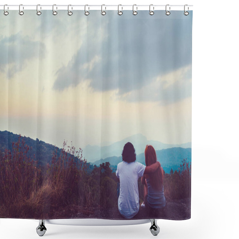 Personality  Natural Background Couples Lovers. The Sun Rises In The Morning On The Mountain.  Thailand Doi Inthanon Shower Curtains