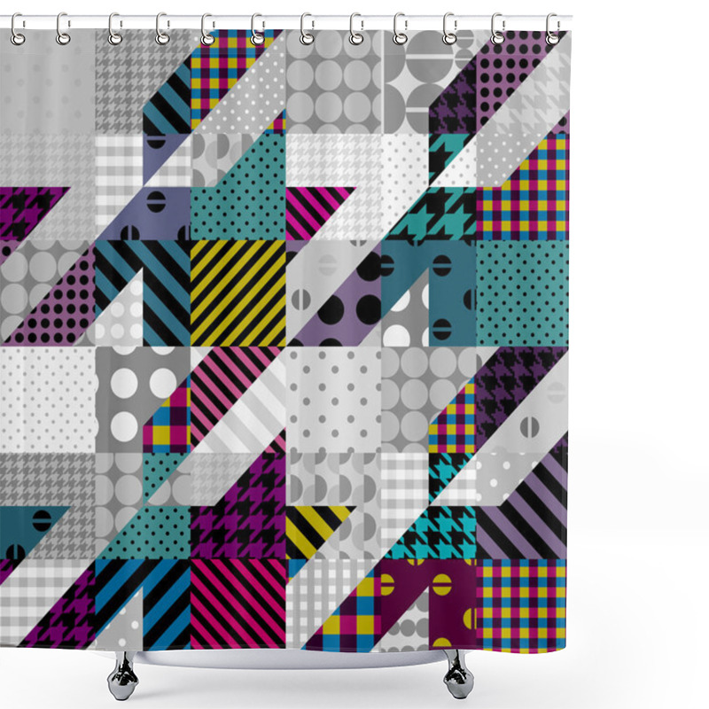 Personality  Geometrical Patchwork Pattern Shower Curtains