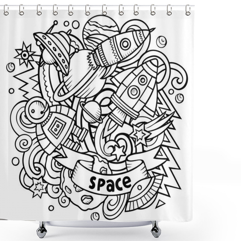 Personality  Cartoon Vector Doodles Space Illustration Shower Curtains