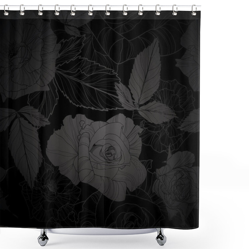 Personality  Gentle Vector Seamless Floral Pattern With Roses. Shower Curtains