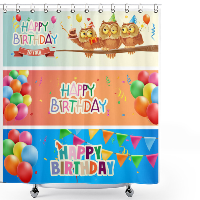 Personality  Happy Birthday Banners Shower Curtains